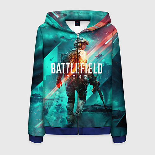 Мужская толстовка на молнии Баттлфилд 2042 / 3D-Синий – фото 1