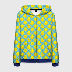 Толстовка 3D на молнии мужская Уточка, цвет: 3D-синий