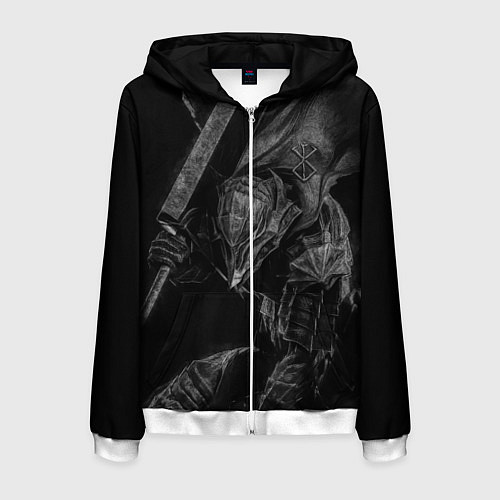 Мужская толстовка на молнии БЕРСЕРК черно - белый / 3D-Белый – фото 1