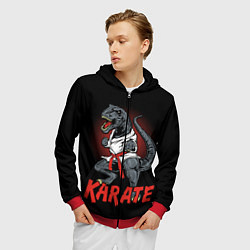 Толстовка 3D на молнии мужская KARATE T-REX, цвет: 3D-красный — фото 2
