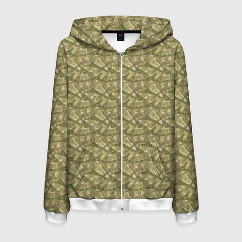 Мужская толстовка на молнии Эйфелева Башня / 3D-Белый – фото 1