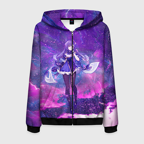 Мужская толстовка на молнии Genshin Impact Кэ Цин / 3D-Черный – фото 1