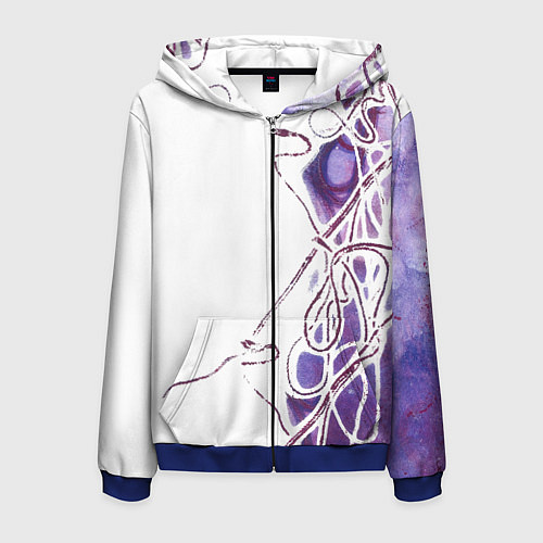 Мужская толстовка на молнии Фиолетовые нити / 3D-Синий – фото 1