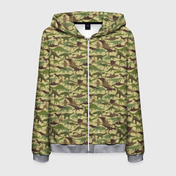 Толстовка 3D на молнии мужская Динозавры камуфляж, цвет: 3D-меланж