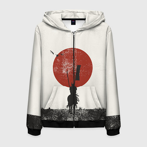 Мужская толстовка на молнии Самурай на коне / 3D-Черный – фото 1