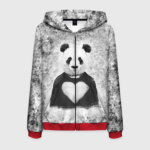 Мужская толстовка на молнии Панда Любовь Сердце Меланж / 3D-Красный – фото 1