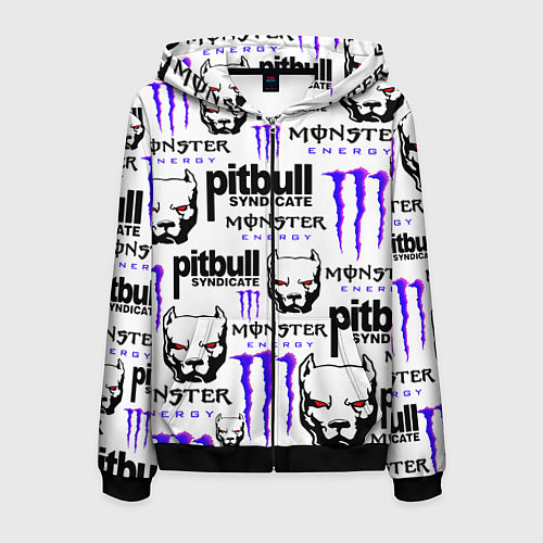 Мужская толстовка на молнии PITBULL SYNDICATE X MONSTER / 3D-Черный – фото 1