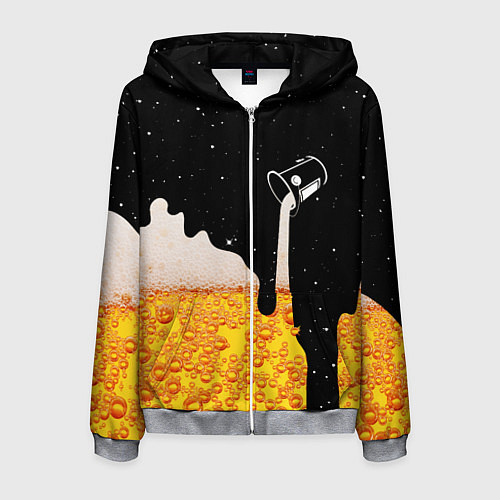 Мужская толстовка на молнии КОСМИЧЕСКОЕ ПИВО КОСМОС / 3D-Меланж – фото 1