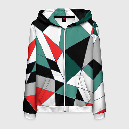 Мужская толстовка на молнии Абстрактный геометрический / 3D-Белый – фото 1