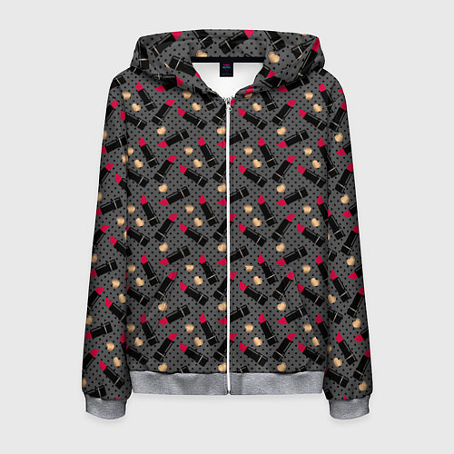 Мужская толстовка на молнии Красная Губная помада / 3D-Меланж – фото 1