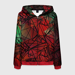 Толстовка 3D на молнии мужская Абстрактный геометрический, цвет: 3D-красный