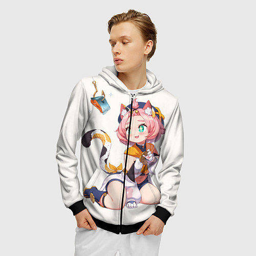 Мужская толстовка на молнии Diona Katzlein Cocktail / 3D-Черный – фото 3