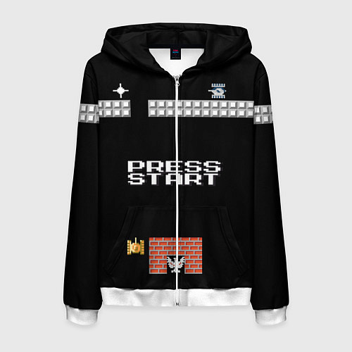 Мужская толстовка на молнии Press start / 3D-Белый – фото 1