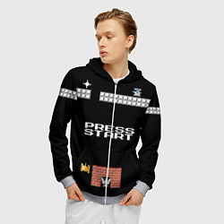 Толстовка 3D на молнии мужская Press start, цвет: 3D-меланж — фото 2