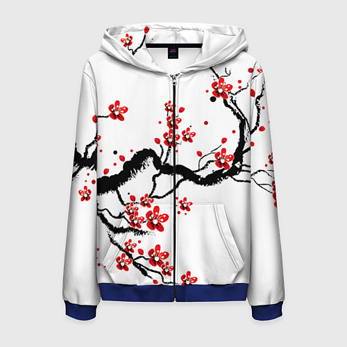 Мужская толстовка на молнии САКУРА ЦВЕТЁТ И БЛАГАУХАЕТ / 3D-Синий – фото 1
