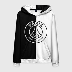 Толстовка 3D на молнии мужская ФК ПСЖ PSG BLACK & WHITE, цвет: 3D-белый