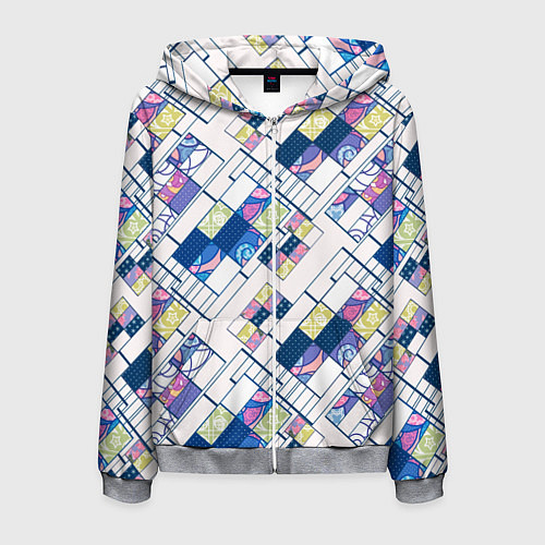 Мужская толстовка на молнии Этнический узор пэчворк / 3D-Меланж – фото 1