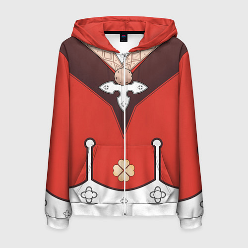 Мужская толстовка на молнии КОСТЮМ КЛИ ГЕНШИН ИМПАКТ / 3D-Белый – фото 1