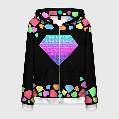 Мужская толстовка на молнии POP IT DIAMOND / 3D-Белый – фото 1