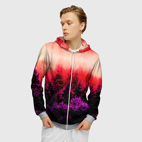 Мужская толстовка на молнии КРАСНАЯ ОСЕНЬ / 3D-Меланж – фото 3