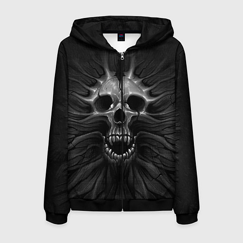 Мужская толстовка на молнии ЧЕРЕП С КЛЫКАМИ / 3D-Черный – фото 1