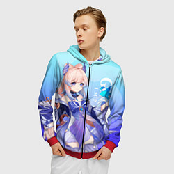 Толстовка 3D на молнии мужская Genshin Impact, Кокоми, цвет: 3D-красный — фото 2