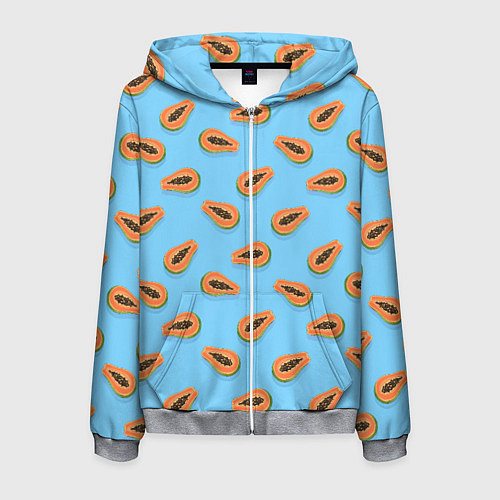 Мужская толстовка на молнии Папайа паттерн / 3D-Меланж – фото 1