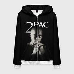 Толстовка 3D на молнии мужская TUPAC, цвет: 3D-белый