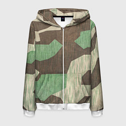 Толстовка 3D на молнии мужская Камуфляж хаки армейский, цвет: 3D-белый