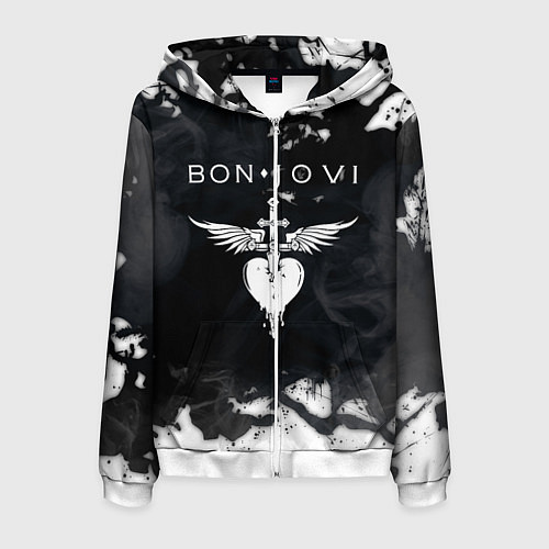 Мужская толстовка на молнии BON JOVI БОН ДЖОВИ / 3D-Белый – фото 1