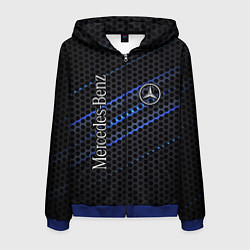 Толстовка 3D на молнии мужская MERCEDES LOGO NEON, цвет: 3D-синий