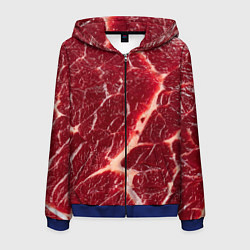 Толстовка 3D на молнии мужская Мясо на Хэллоуин, цвет: 3D-синий