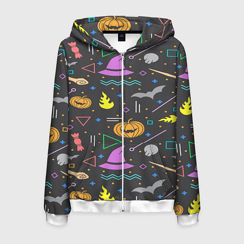 Мужская толстовка на молнии Уютный Halloween / 3D-Белый – фото 1