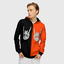 Толстовка 3D на молнии мужская Ладошки скелета, цвет: 3D-черный — фото 2
