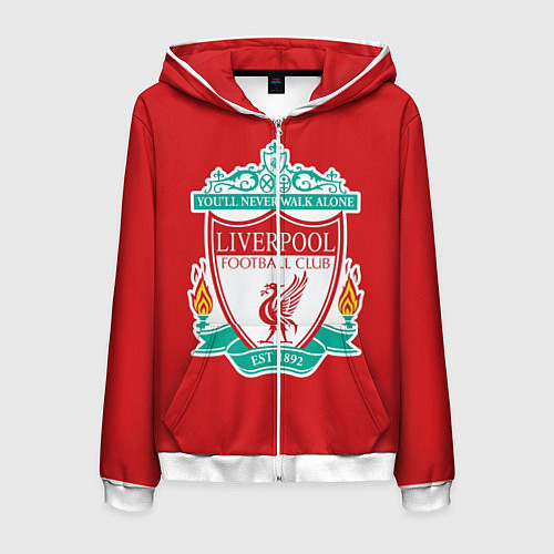 Мужская толстовка на молнии F C LIVERPOOL / 3D-Белый – фото 1