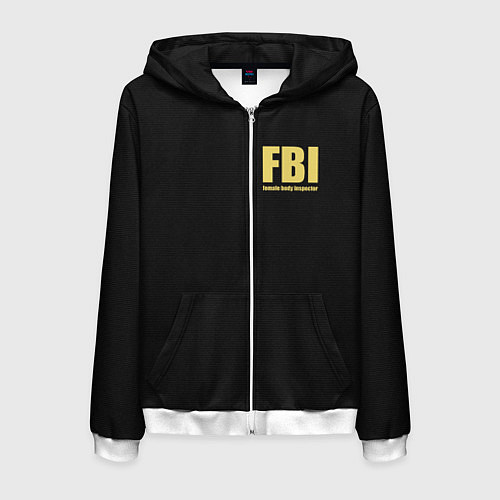 Мужская толстовка на молнии FBI Female Body Inspector / 3D-Белый – фото 1