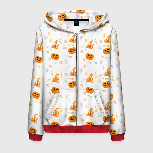 Мужская толстовка на молнии Patern Halloween 23 / 3D-Красный – фото 1