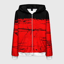 Толстовка 3D на молнии мужская КРАСНЫЙ ГРАНЖ RED GRUNGE, цвет: 3D-белый