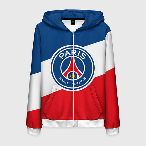 Мужская толстовка на молнии Paris Saint-Germain FC / 3D-Белый – фото 1