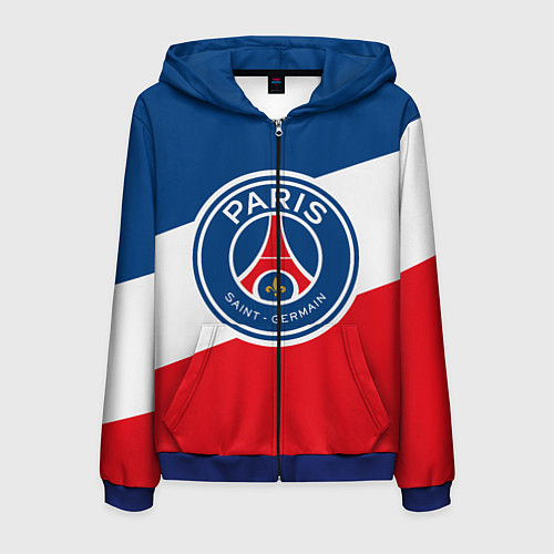 Мужская толстовка на молнии Paris Saint-Germain FC / 3D-Синий – фото 1