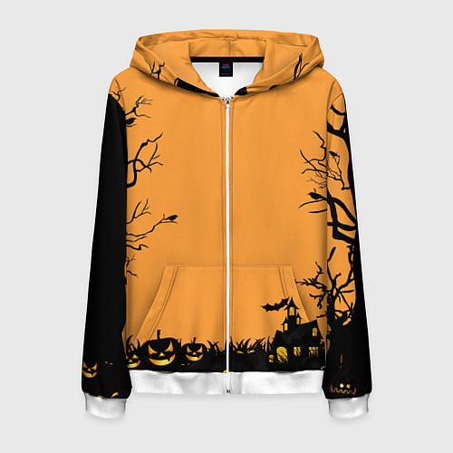 Мужская толстовка на молнии Orange Halloween TRD / 3D-Белый – фото 1