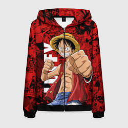 Мужская толстовка на молнии Манки Д Луффи, One Piece