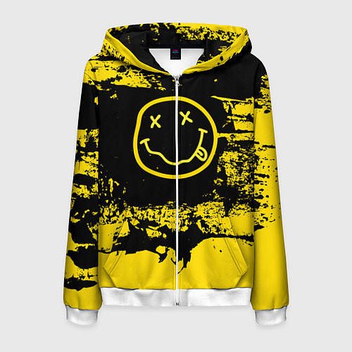 Мужская толстовка на молнии Нирвана Гранж Nirvana Smile / 3D-Белый – фото 1