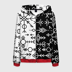 Толстовка 3D на молнии мужская ДРЕВНИЕ СЛАВЯНСКИЕ РУНЫ, цвет: 3D-красный