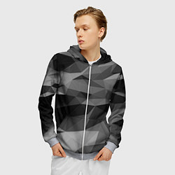 Толстовка 3D на молнии мужская Чб абстракция, цвет: 3D-меланж — фото 2