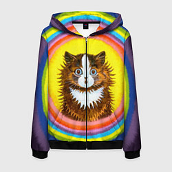 Мужская толстовка на молнии Радужный кот Луиса Уэйна