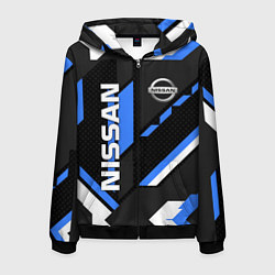 Толстовка 3D на молнии мужская НИССАН ЛОГО СИНИЯ ГЕОМЕТРИЯ CYBER, цвет: 3D-черный