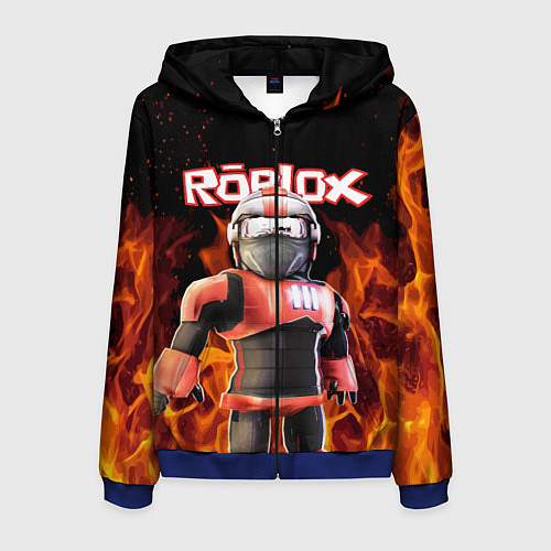 Мужская толстовка на молнии ROBLOX FIRE РОБЛОКС ОГОНЬ ПОЖАРНЫЙ / 3D-Синий – фото 1