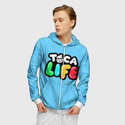 Толстовка 3D на молнии мужская Toca Life: Logo, цвет: 3D-белый — фото 2