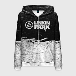 Толстовка 3D на молнии мужская Линкин Парк Лого Рок ЧБ Linkin Park Rock, цвет: 3D-белый
